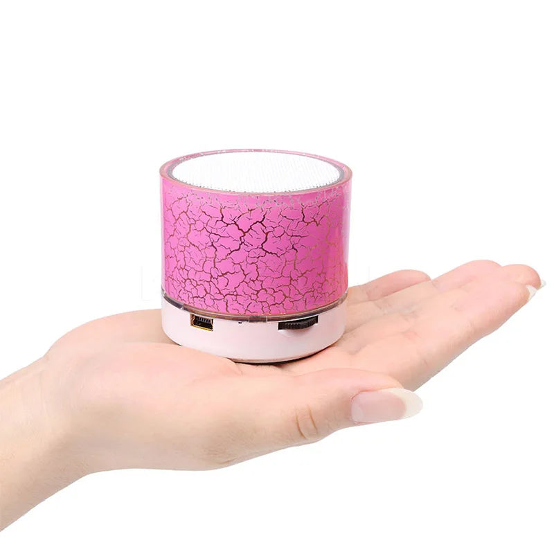 A9 Mini Portable Speaker Bluetooth Wireless Car Audio Dazzling Crack LED Lights Subwoofer Support TF Card USB Charging for PC