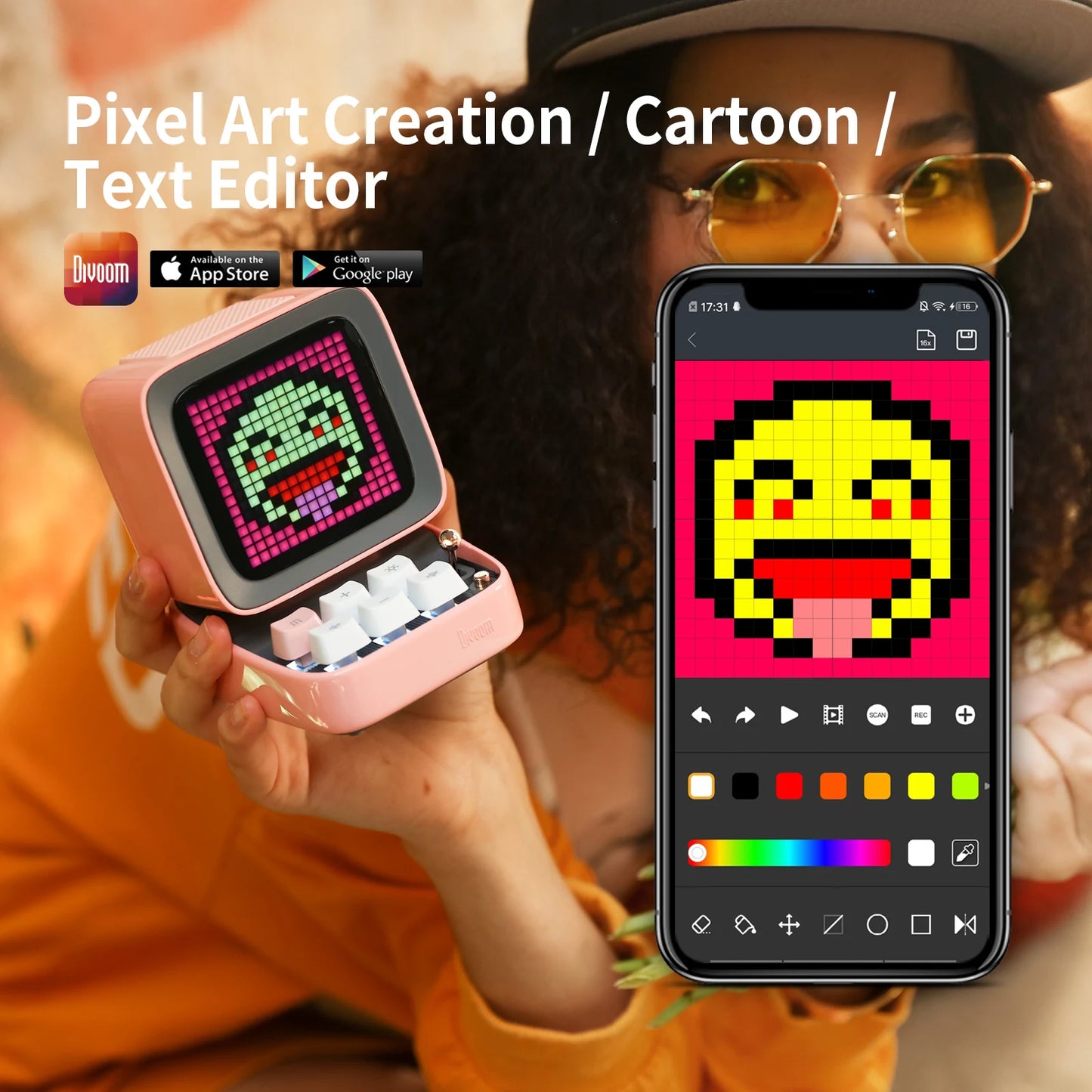 Divoom Ditoo-Pro Retro Pixel Art Bluetooth Speaker & Alarm Clock